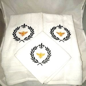 4pc Imperial Bee Embroidered Towel Set